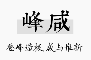 峰咸名字的寓意及含义