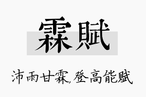 霖赋名字的寓意及含义