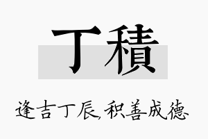 丁积名字的寓意及含义