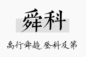 舜科名字的寓意及含义