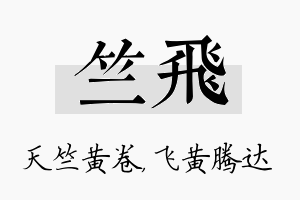 竺飞名字的寓意及含义