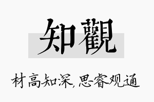 知观名字的寓意及含义