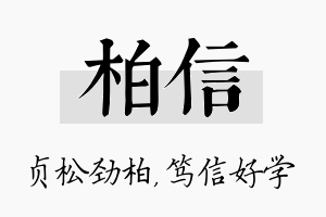 柏信名字的寓意及含义