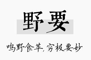 野要名字的寓意及含义