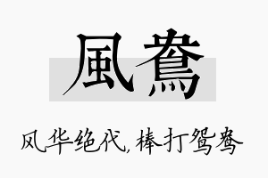 风鸯名字的寓意及含义