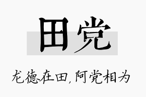 田党名字的寓意及含义