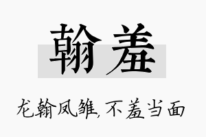 翰羞名字的寓意及含义