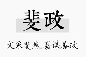 斐政名字的寓意及含义