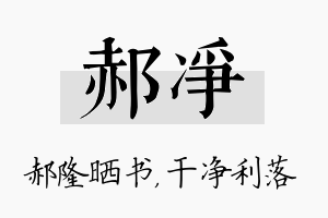 郝净名字的寓意及含义