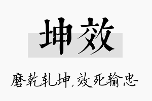 坤效名字的寓意及含义