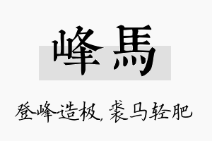 峰马名字的寓意及含义