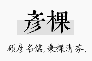 彦棵名字的寓意及含义