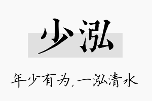 少泓名字的寓意及含义