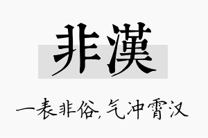 非汉名字的寓意及含义