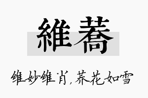 维荞名字的寓意及含义