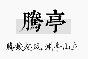 腾亭名字的寓意及含义