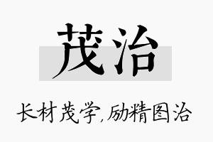 茂治名字的寓意及含义