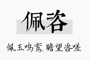 佩咨名字的寓意及含义