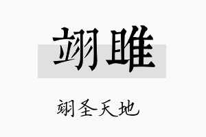 翊雎名字的寓意及含义