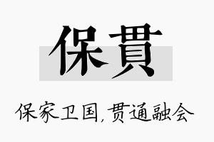 保贯名字的寓意及含义