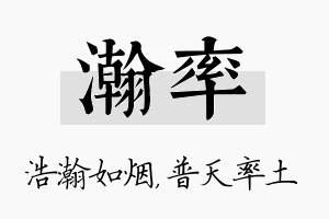 瀚率名字的寓意及含义