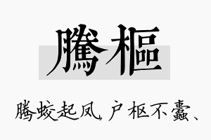 腾枢名字的寓意及含义