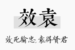 效袁名字的寓意及含义