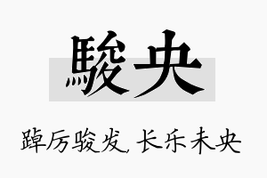 骏央名字的寓意及含义