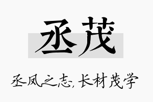 丞茂名字的寓意及含义