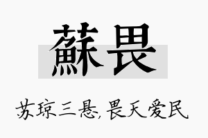 苏畏名字的寓意及含义