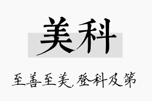 美科名字的寓意及含义