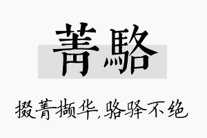 菁骆名字的寓意及含义