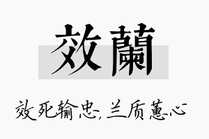 效兰名字的寓意及含义