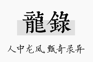 龙录名字的寓意及含义