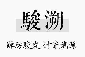 骏溯名字的寓意及含义