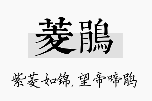 菱鹃名字的寓意及含义