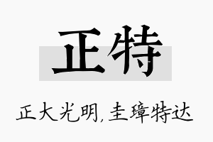 正特名字的寓意及含义