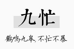 九忙名字的寓意及含义