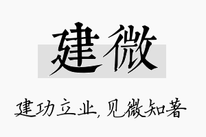 建微名字的寓意及含义