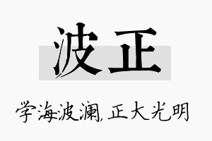 波正名字的寓意及含义