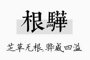 根骅名字的寓意及含义