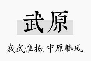 武原名字的寓意及含义