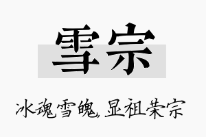 雪宗名字的寓意及含义