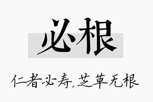 必根名字的寓意及含义