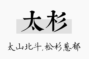 太杉名字的寓意及含义