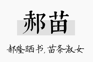 郝苗名字的寓意及含义