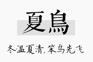 夏鸟名字的寓意及含义