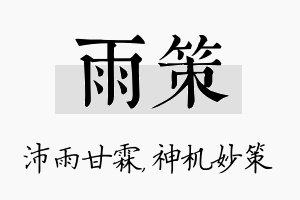 雨策名字的寓意及含义