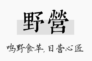 野营名字的寓意及含义