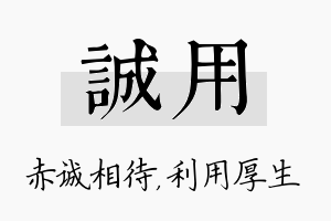 诚用名字的寓意及含义